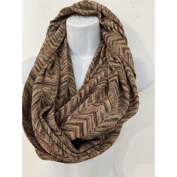 Missoni for Target Multicolor Colorful Chevron Zig Zag Infinity Scarf Gold Brown - Picture 1 of 7